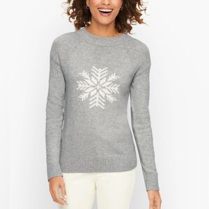 Talbots Mockneck Snowflake Grey Sweater